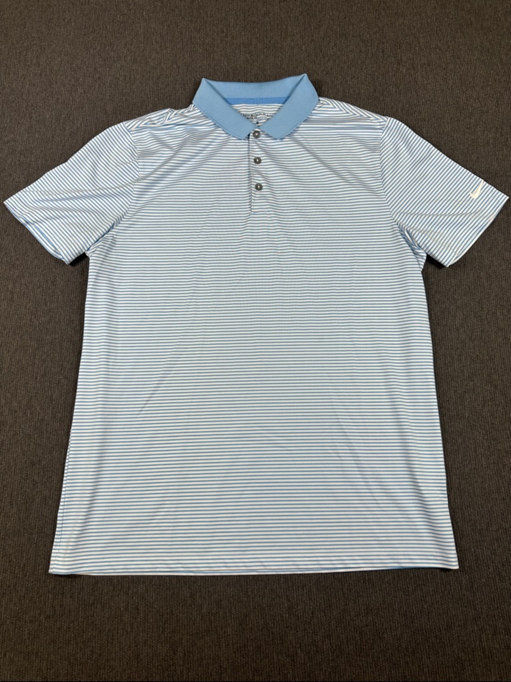Nike Light Blue Micro-Stripe Polo Golf Shirt Men’s Large